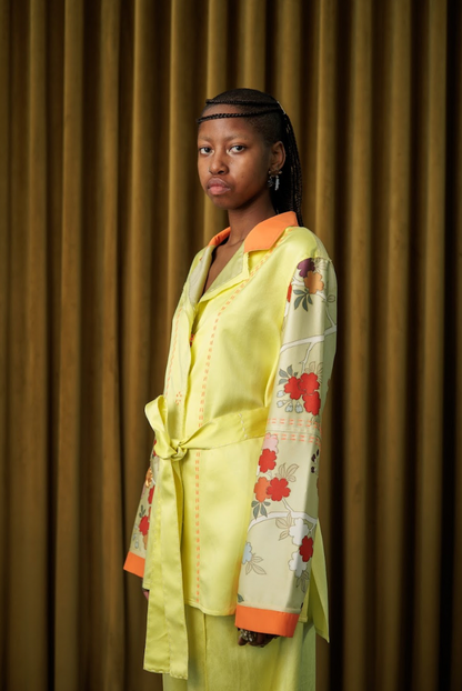Hand-Dyed Clouded Sulphur Silk Shirt Blazer