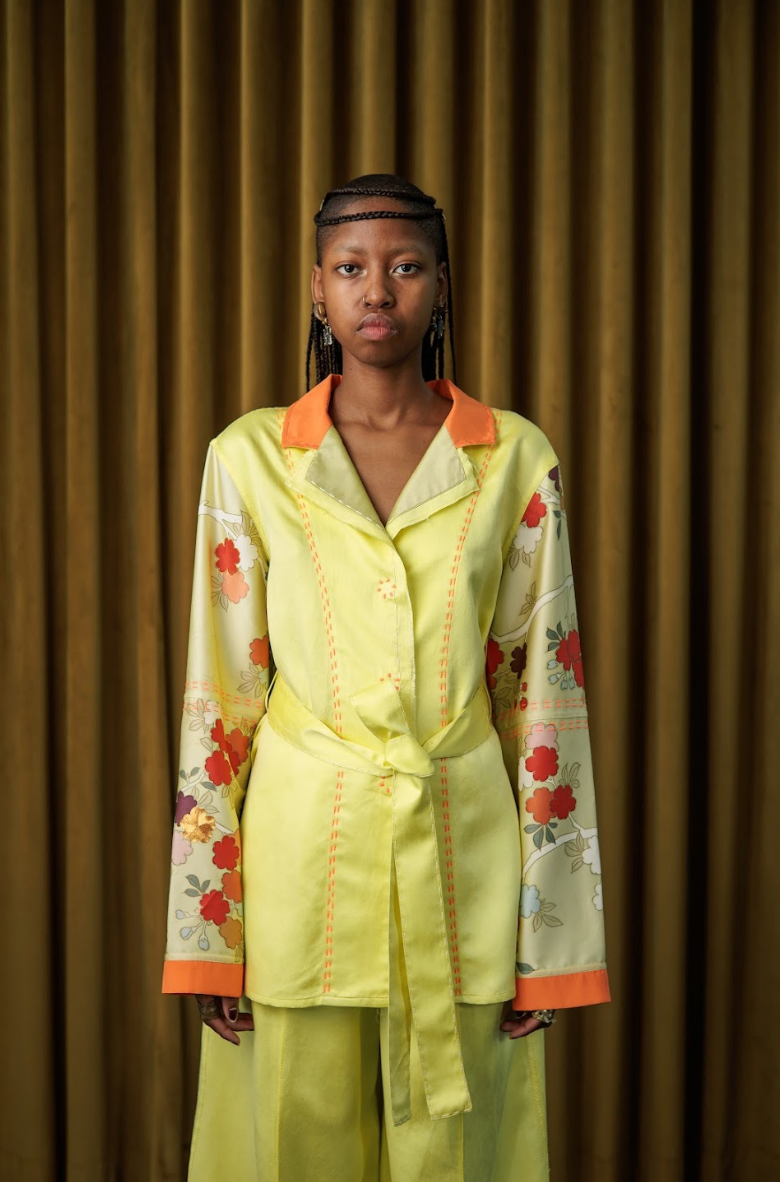 Hand-Dyed Clouded Sulphur Silk Shirt Blazer
