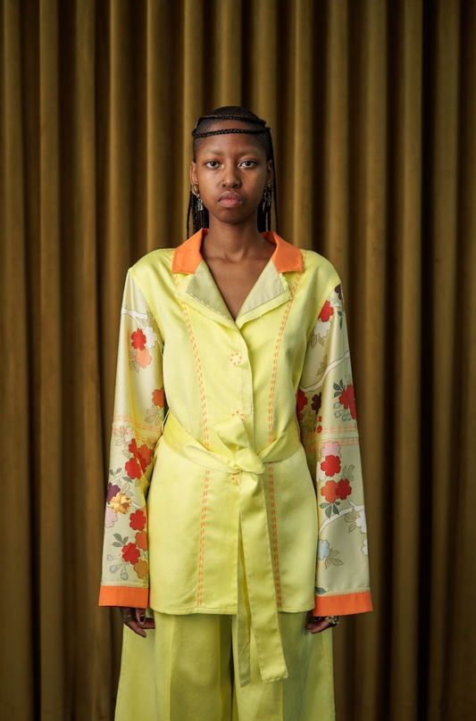 Hand-Dyed Clouded Sulphur Silk Shirt Blazer