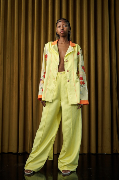 Hand-Dyed Clouded Sulphur Silk Signature Pyjama Pants