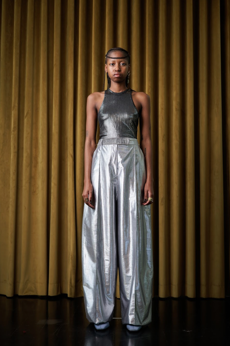 Platinum Signature Pants in Silk Cotton Lamé