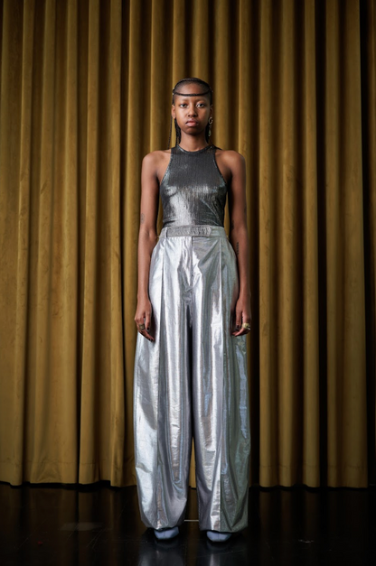 Platinum Signature Pants in Silk Cotton Lamé