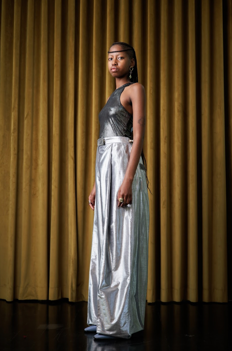 Platinum Signature Pants in Silk Cotton Lamé