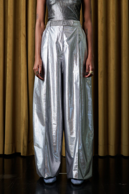 Platinum Signature Pants in Silk Cotton Lamé