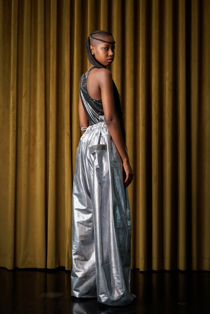 Platinum Signature Pants in Silk Cotton Lamé