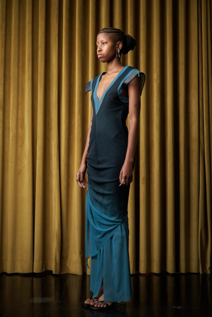 Berry Mantis V-Neck Column Dress