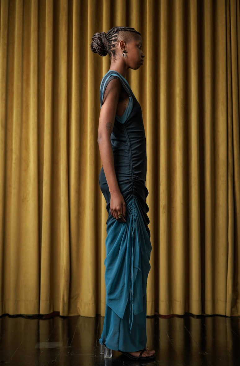 Berry Mantis V-Neck Column Dress