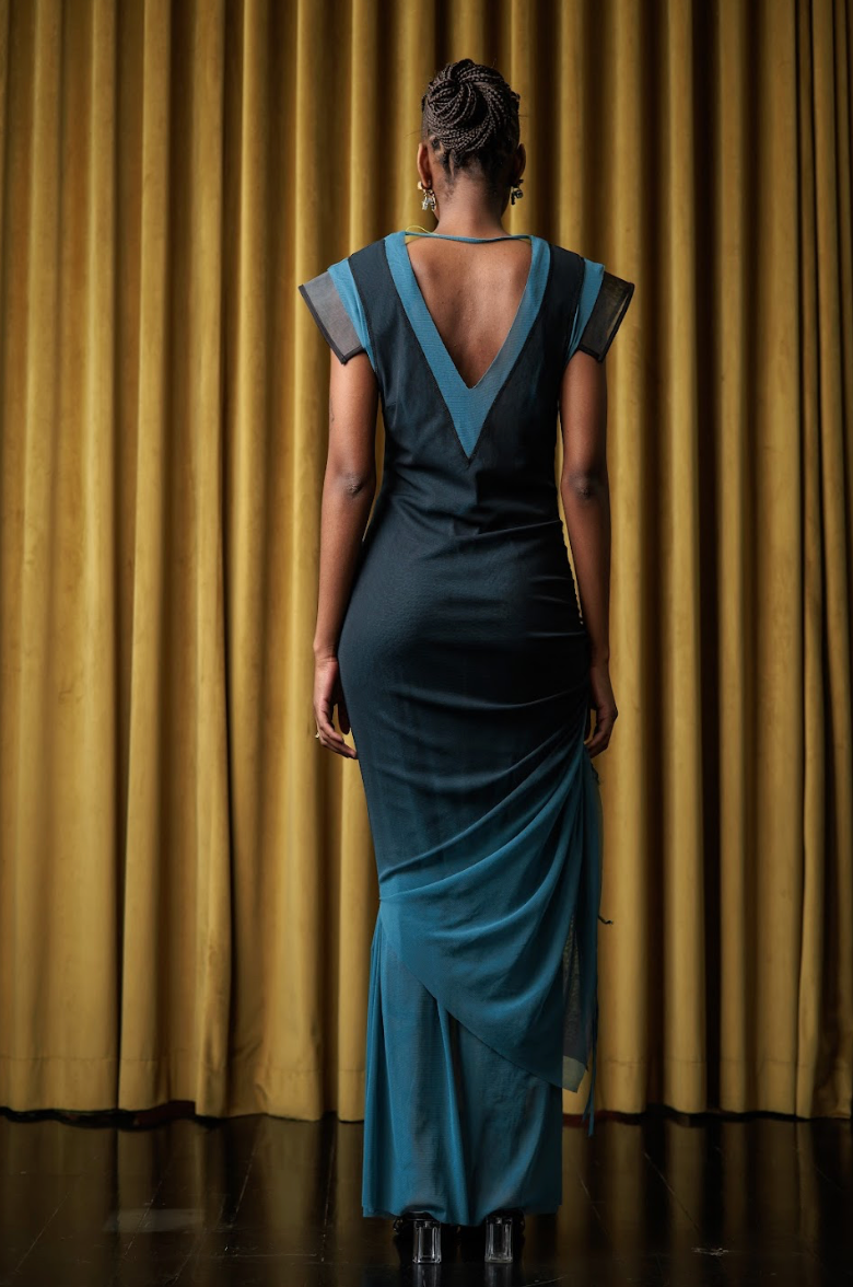 Berry Mantis V-Neck Column Dress