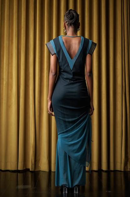 Berry Mantis V-Neck Column Dress