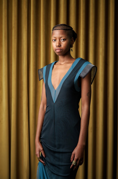 Berry Mantis V-Neck Column Dress