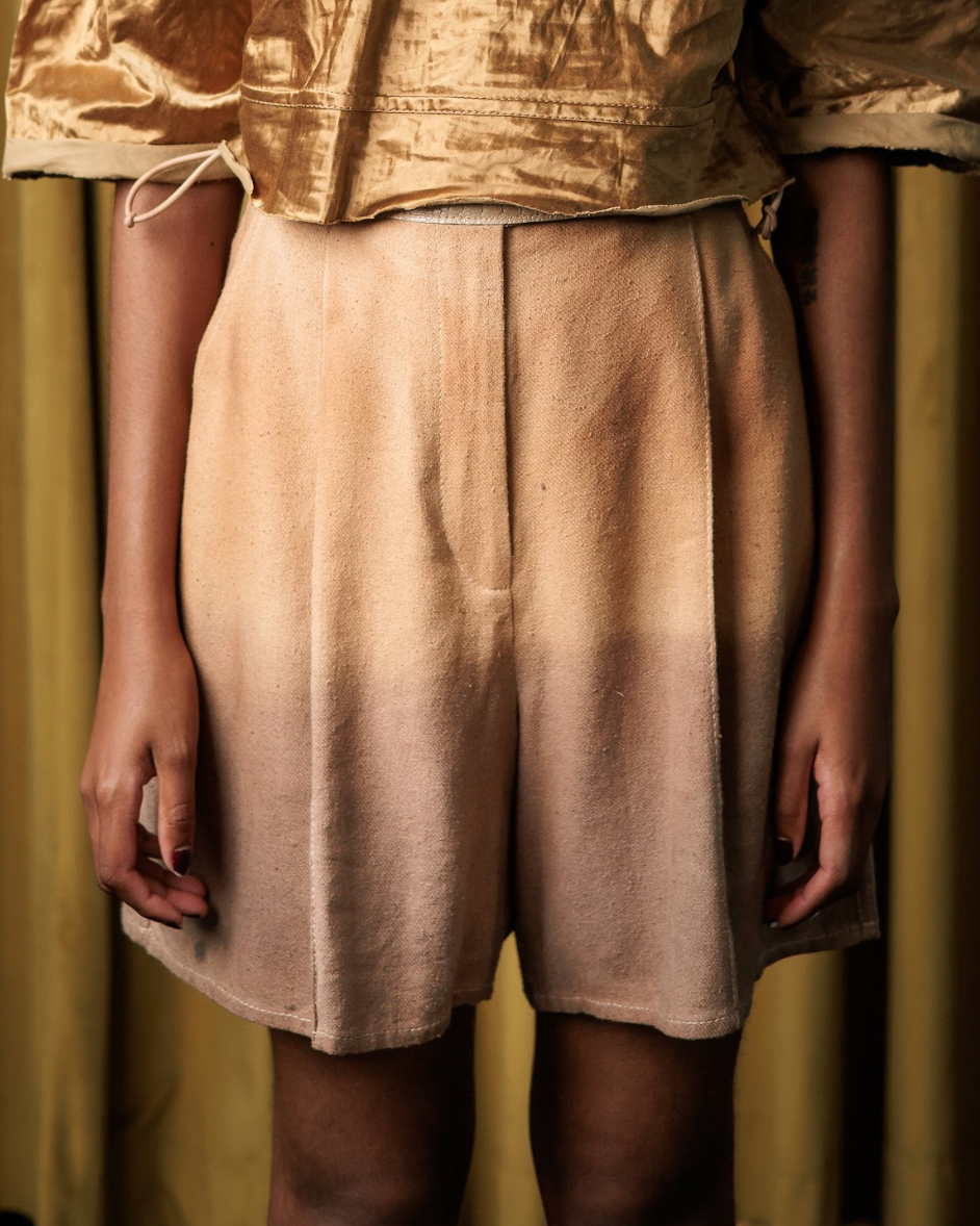 Botanical Dyed Raw Silk Sculpted Signature Shorts