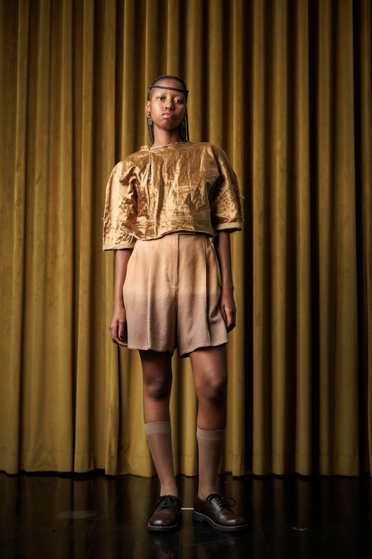 Botanical Dyed Raw Silk Sculpted Signature Shorts
