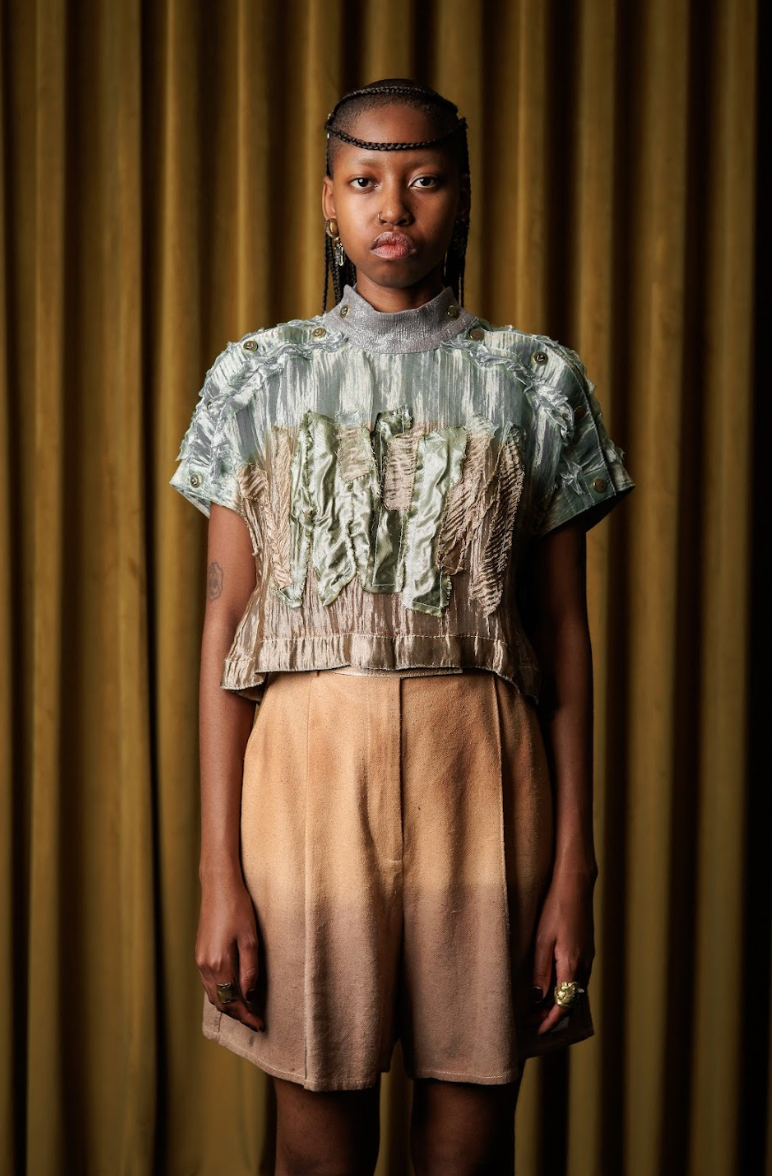 Botanical Dyed Silk Lamé Appliqué T-Shirt