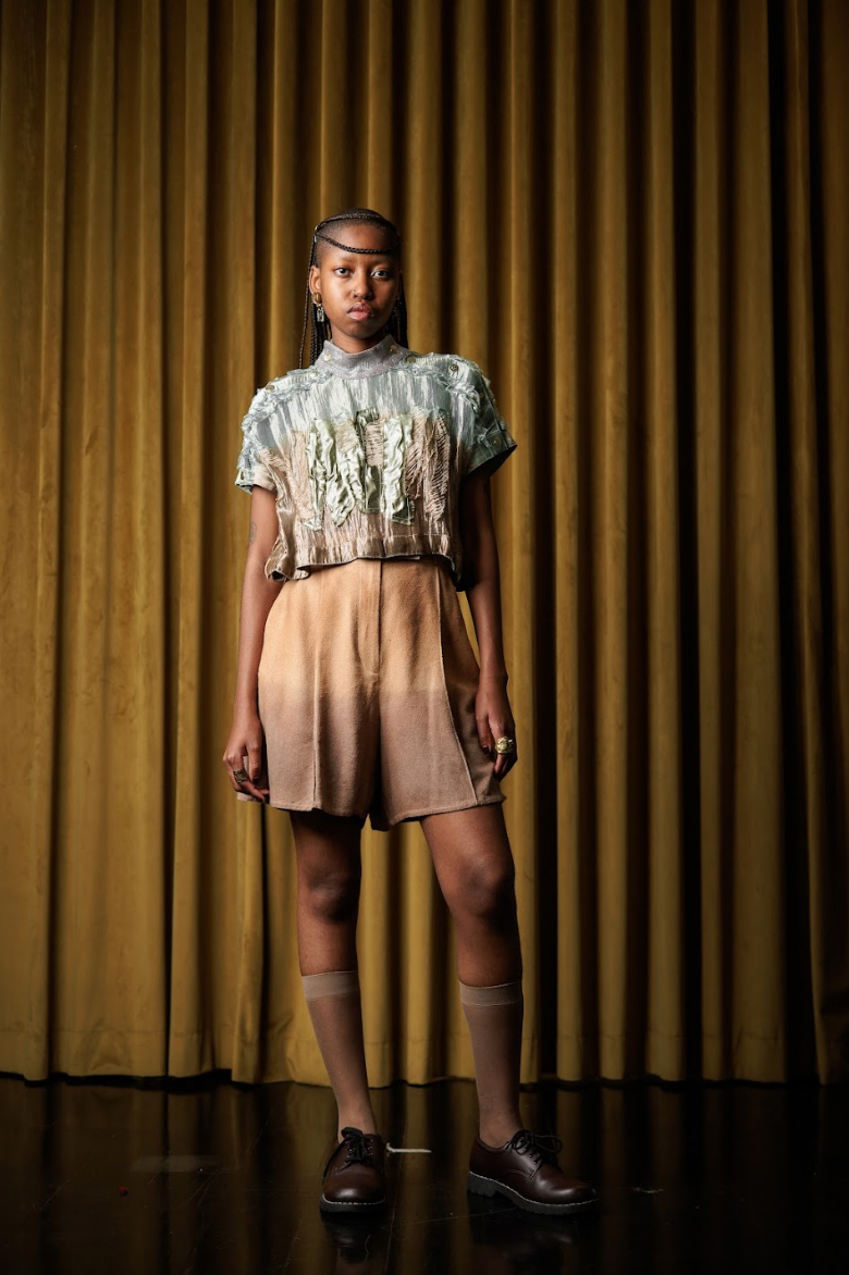 Botanical Dyed Silk Lamé Appliqué T-Shirt