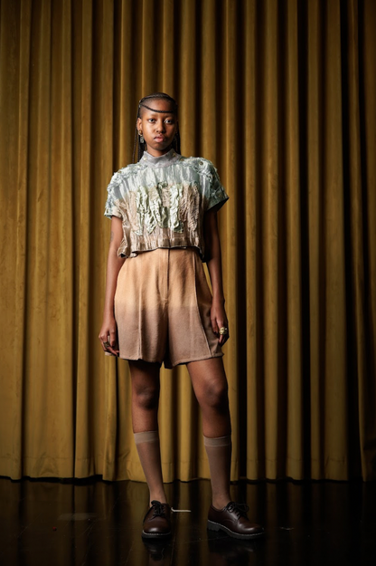 Botanical Dyed Silk Lamé Appliqué T-Shirt