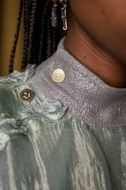 Botanical Dyed Silk Lamé Appliqué T-Shirt