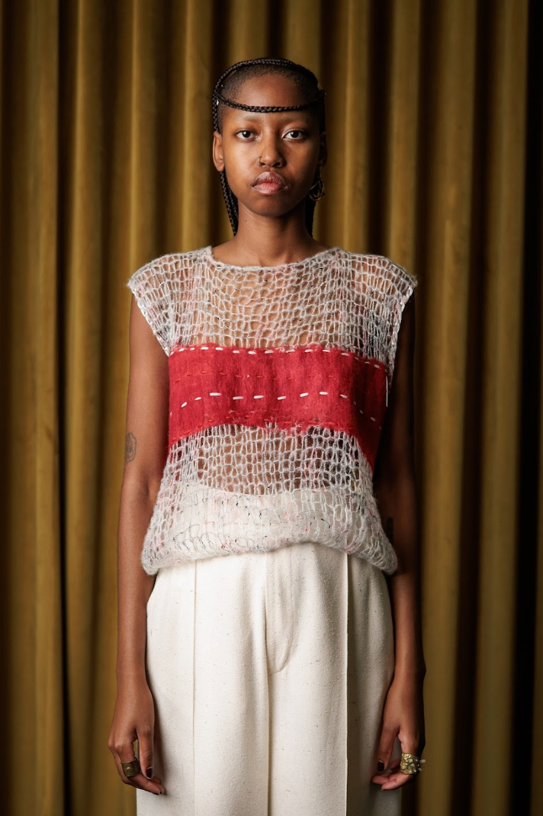 Paint the Town Red Hand Felted Knit Top