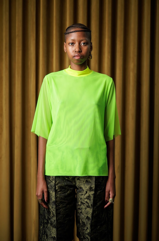 Lumo Green Stretch Mesh T-Shirt with Acid Yellow Details