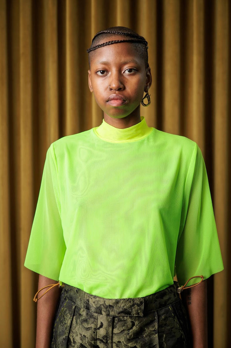Lumo Green Stretch Mesh T-Shirt with Acid Yellow Details
