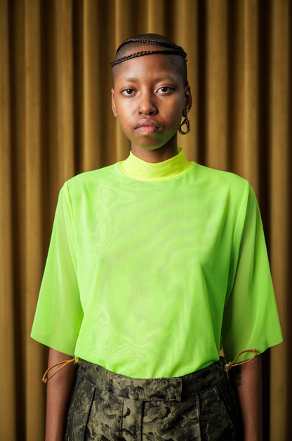Lumo Green Stretch Mesh T-Shirt with Acid Yellow Details