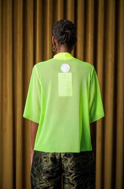 Lumo Green Stretch Mesh T-Shirt with Acid Yellow Details