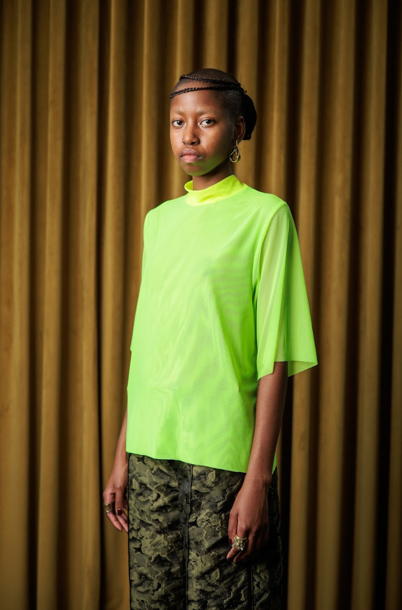 Lumo Green Stretch Mesh T-Shirt with Acid Yellow Details