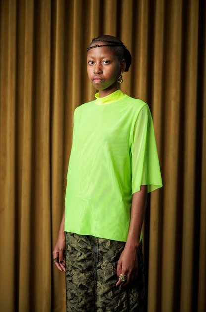 Lumo Green Stretch Mesh T-Shirt with Acid Yellow Details
