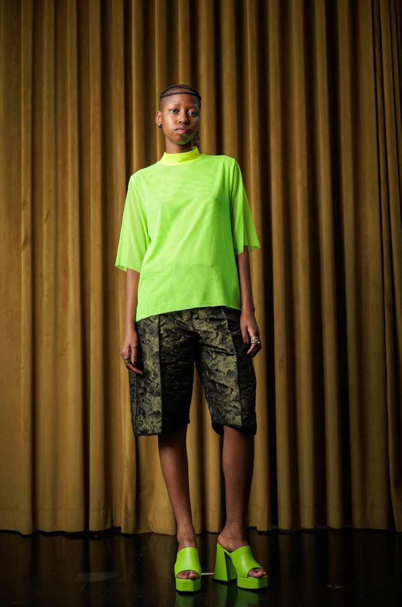 Lumo Green Stretch Mesh T-Shirt with Acid Yellow Details