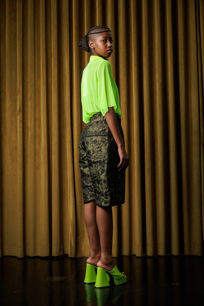 Sashiko Stitched Brocade Disc Shorts