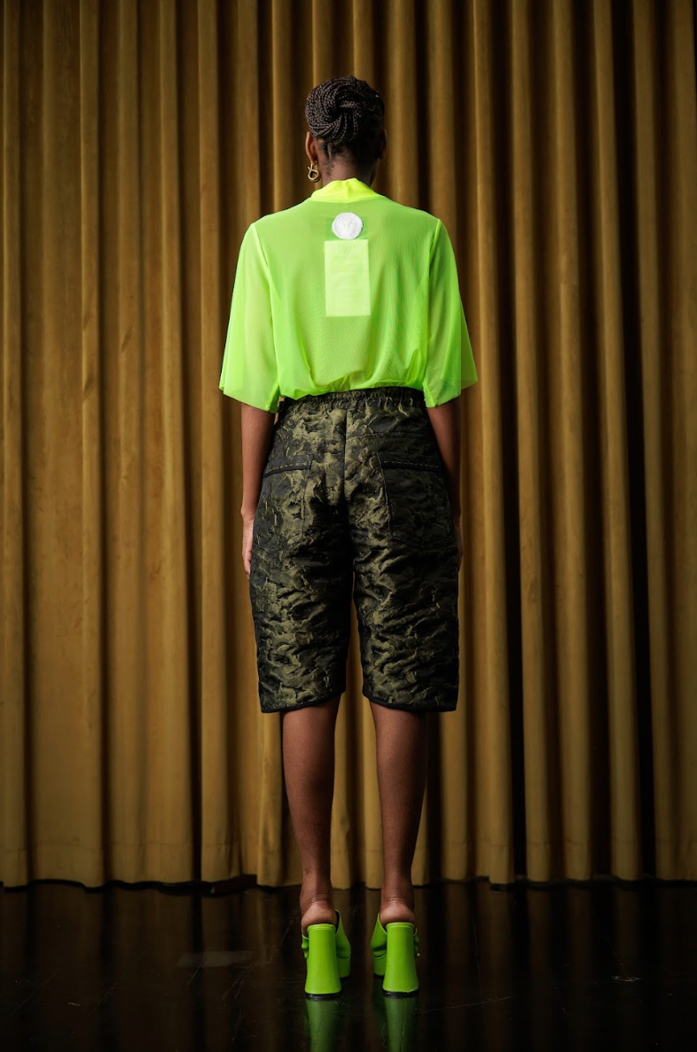 Sashiko Stitched Brocade Disc Shorts