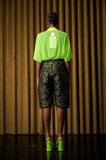 Sashiko Stitched Brocade Disc Shorts