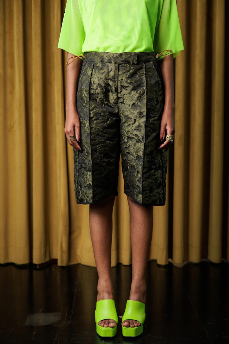Sashiko Stitched Brocade Disc Shorts