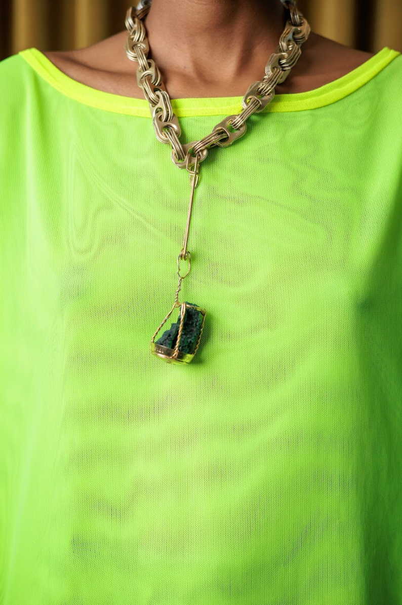 Malachite Crystal Pendant in a Muselet