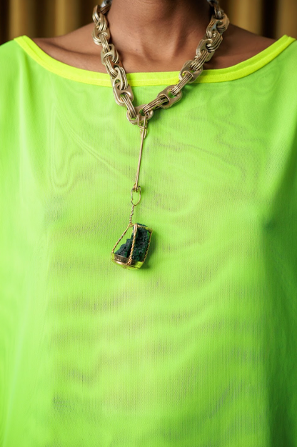 Malachite Crystal Pendant in a Muselet