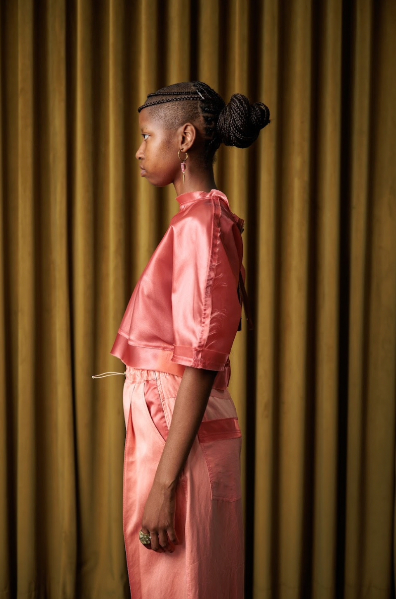 Cherry Gum Sculpted Top in Synthetic Taffeta