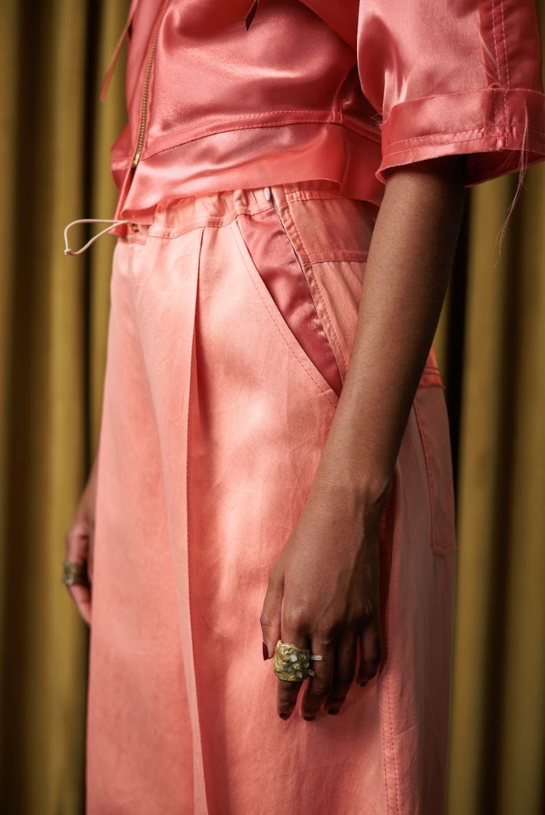 Rosy Maple Signature Pyjama Pants in Silk Habotai