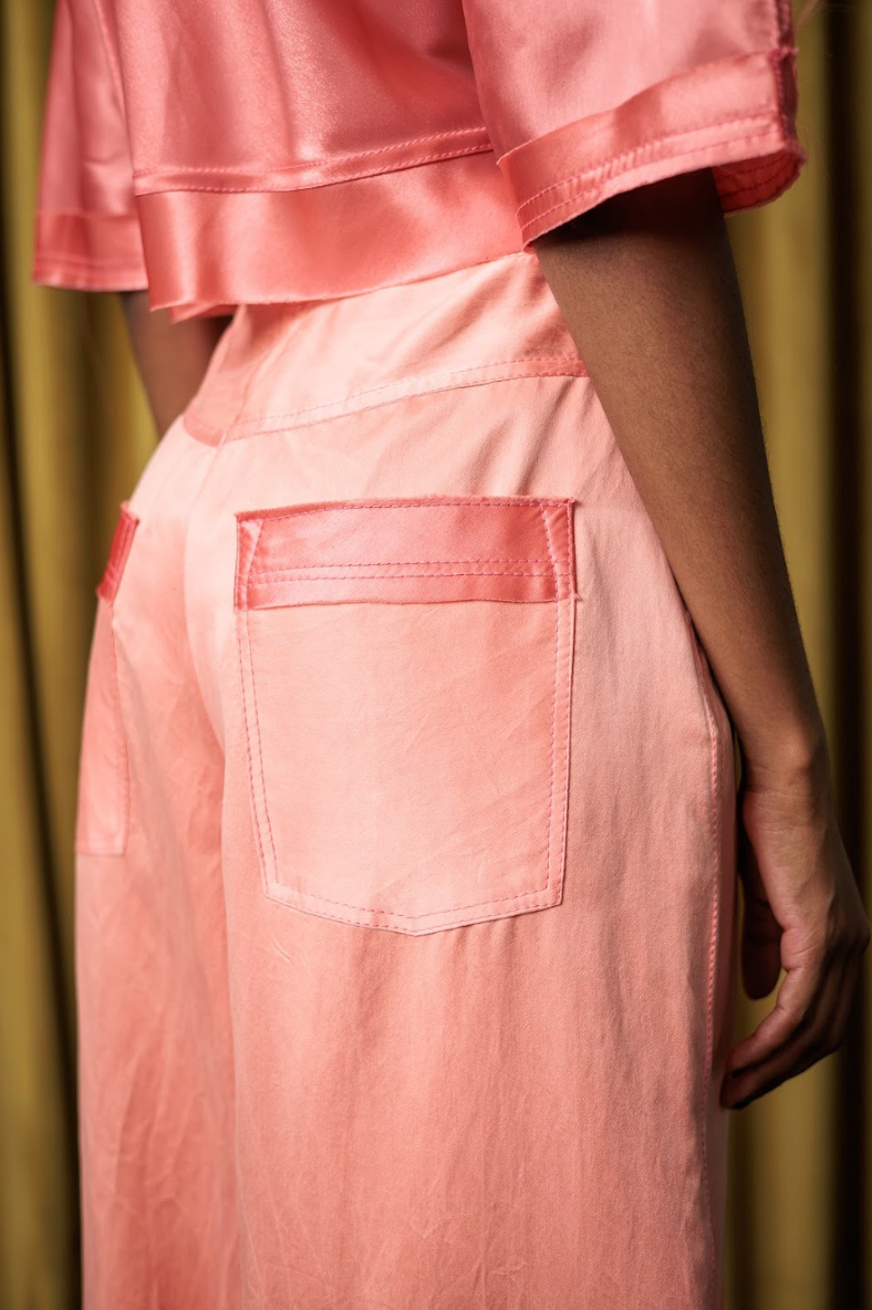 Rosy Maple Signature Pyjama Pants in Silk Habotai