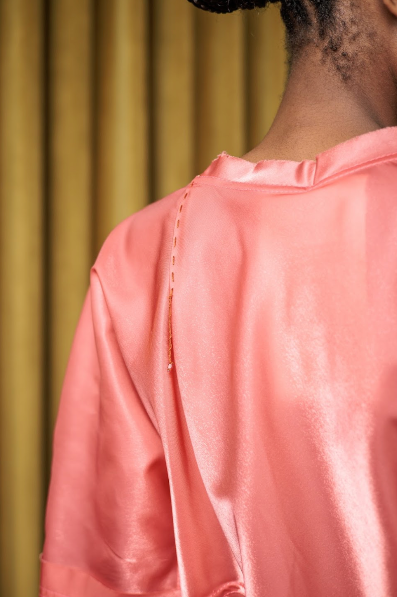 Cherry Gum Sculpted Top in Synthetic Taffeta