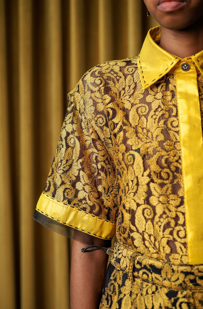 Ochre Cropped Shirt in Lace