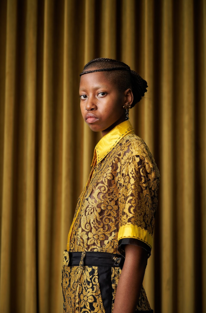 Ochre Cropped Shirt in Lace