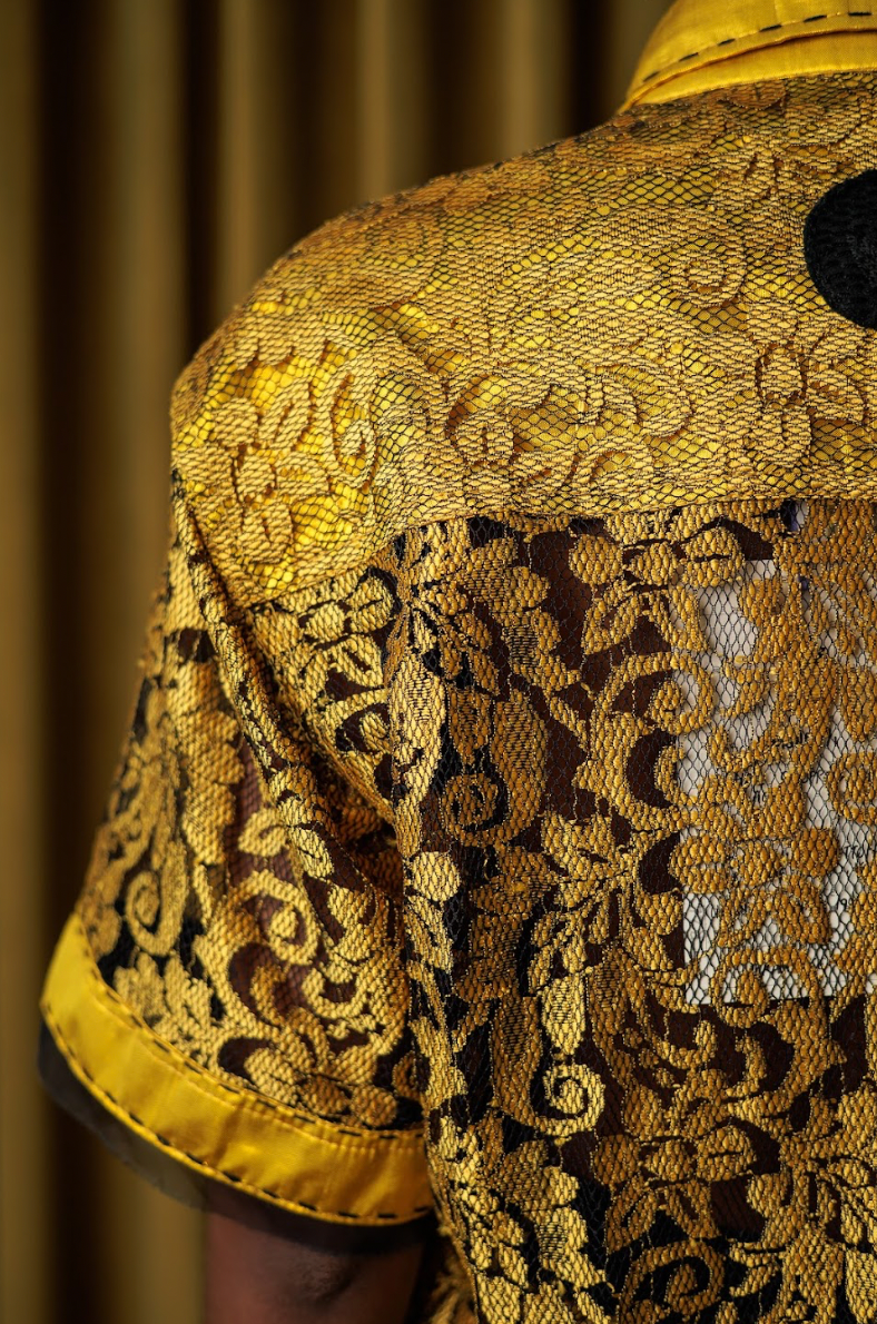 Ochre Cropped Shirt in Lace