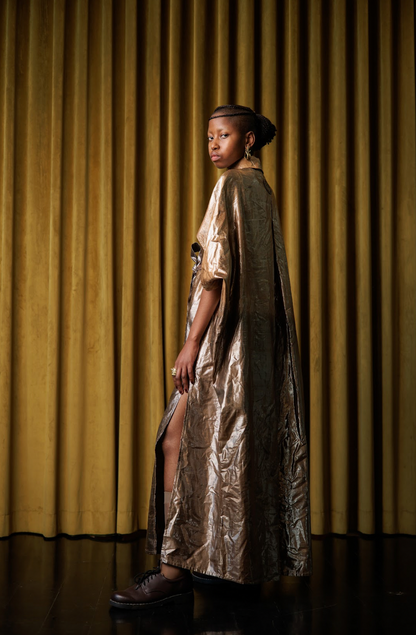 Botanical Dyed Champagne Cocoon Shirt Dress