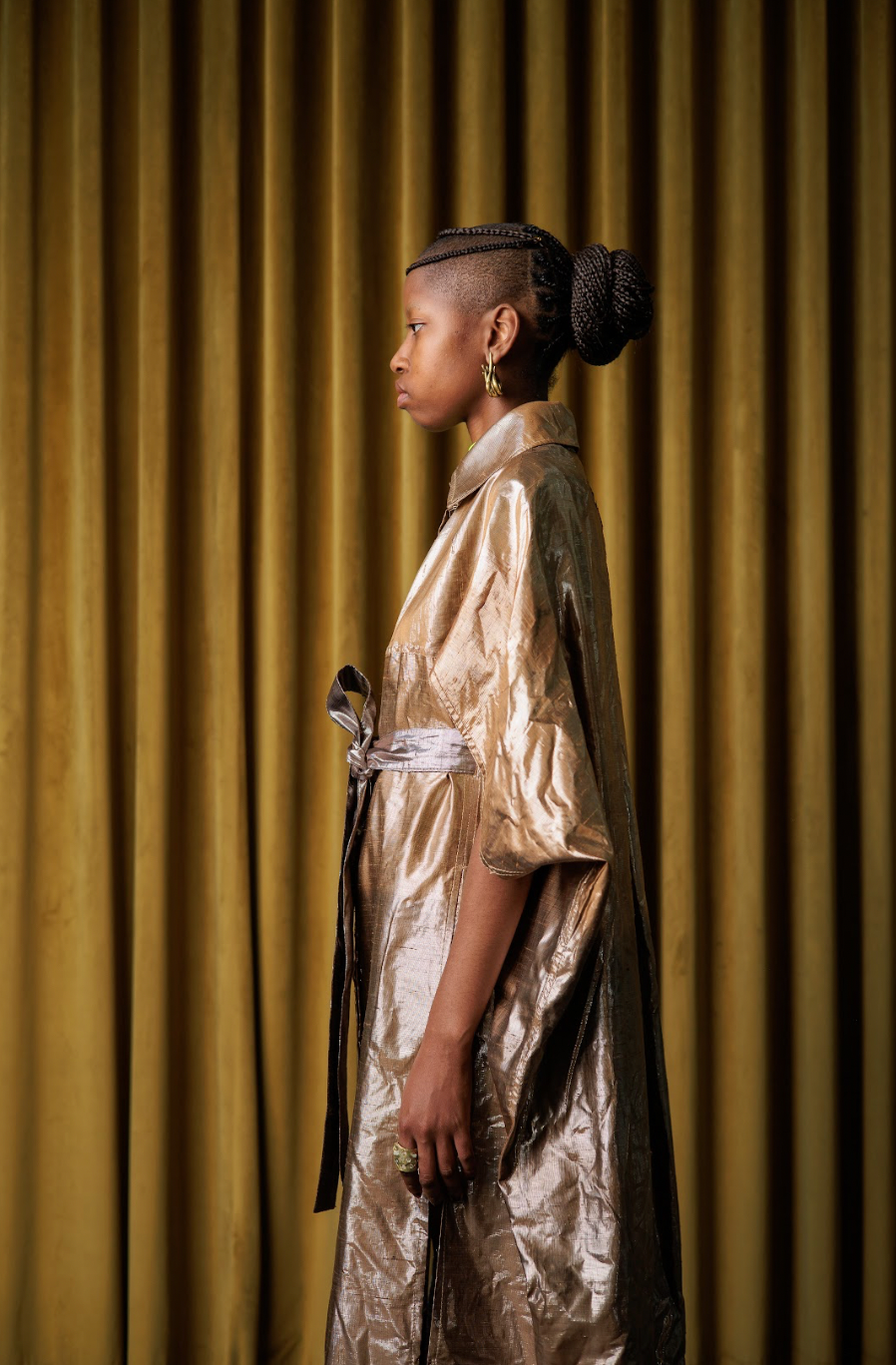 Botanical Dyed Champagne Cocoon Shirt Dress