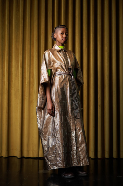Botanical Dyed Champagne Cocoon Shirt Dress