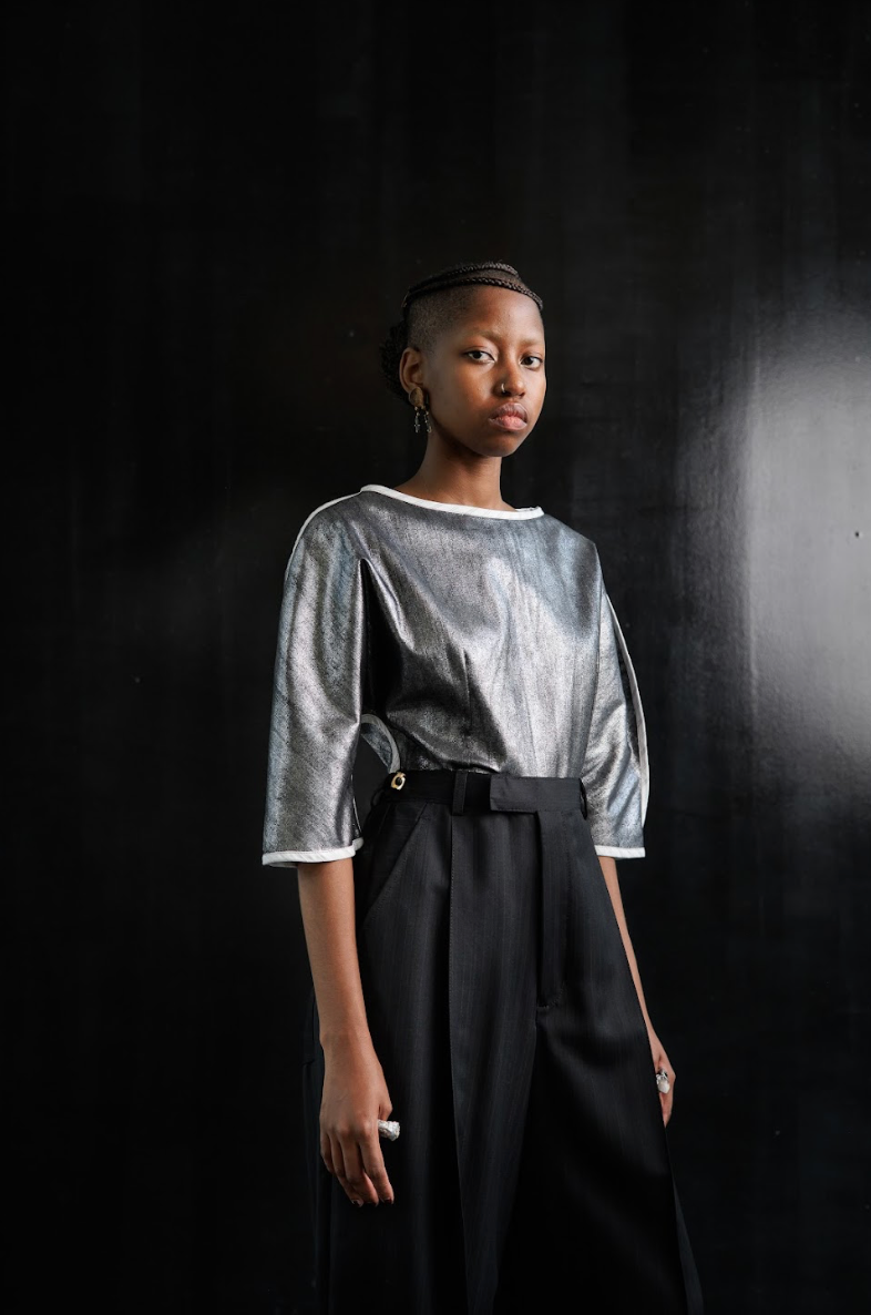 Star Dust Sculpted Top in Stretch Denim