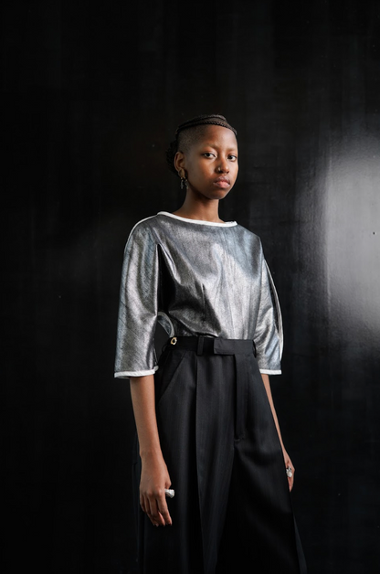 Star Dust Sculpted Top in Stretch Denim