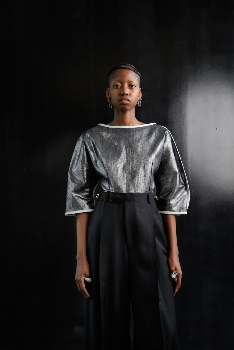 Star Dust Sculpted Top in Stretch Denim