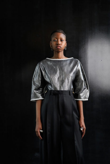 Star Dust Sculpted Top in Stretch Denim