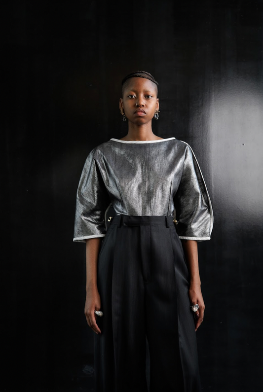 Star Dust Sculpted Top in Stretch Denim