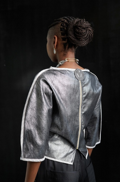 Star Dust Sculpted Top in Stretch Denim
